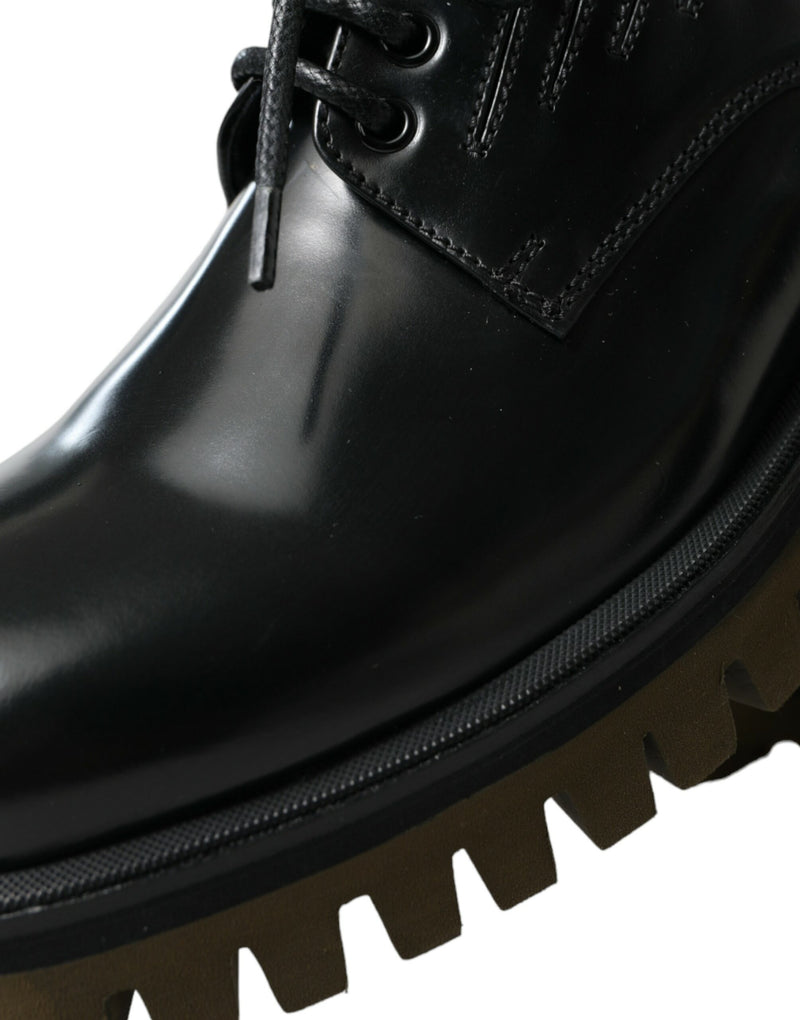 Dolce & Gabbana Black Leather Lace Up Derby Dress Shoes
