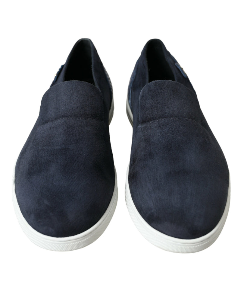 Dolce & Gabbana Blue Suede Caiman Loafers - Saint Tropez Shoes