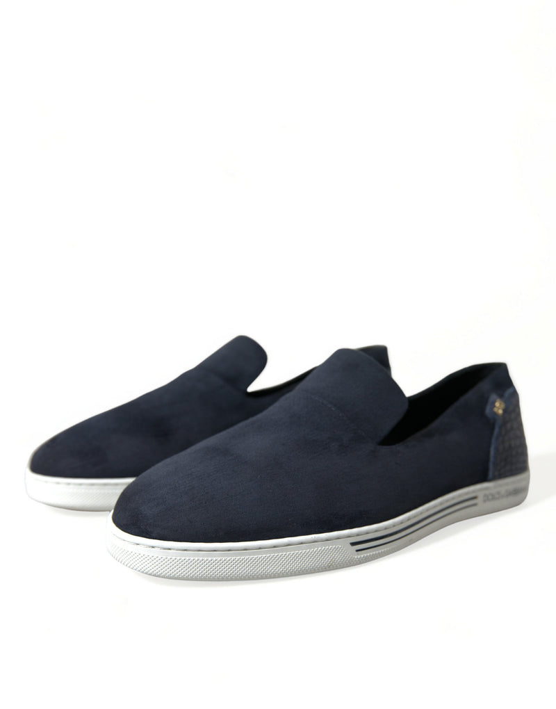 Dolce & Gabbana Blue Suede Caiman Loafers - Saint Tropez Shoes