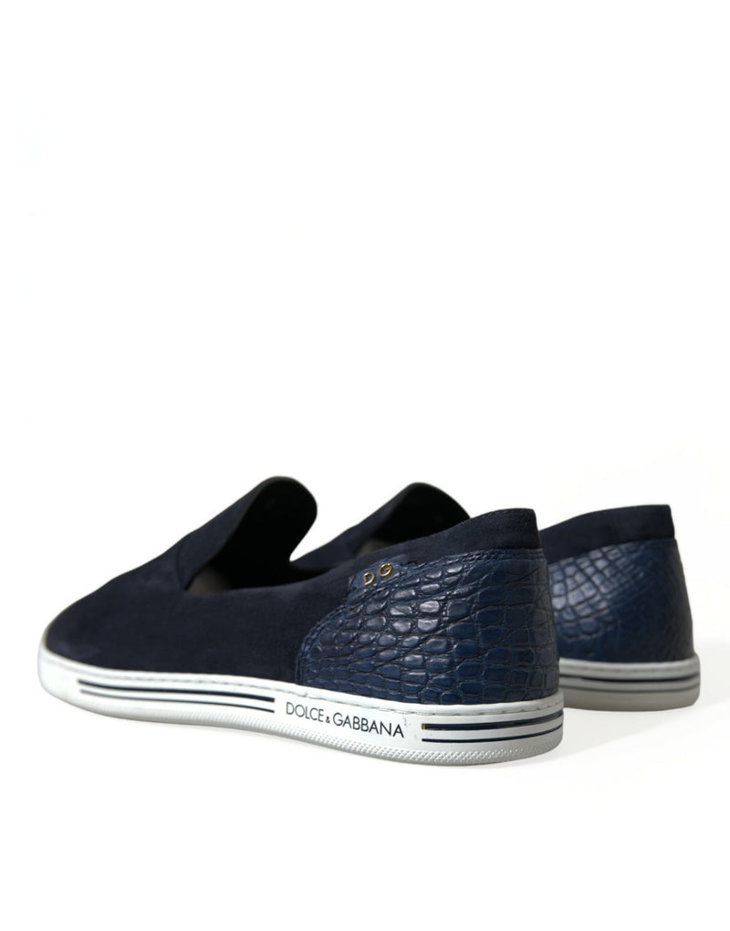 Dolce & Gabbana Blue Suede Caiman Loafers - Saint Tropez Shoes