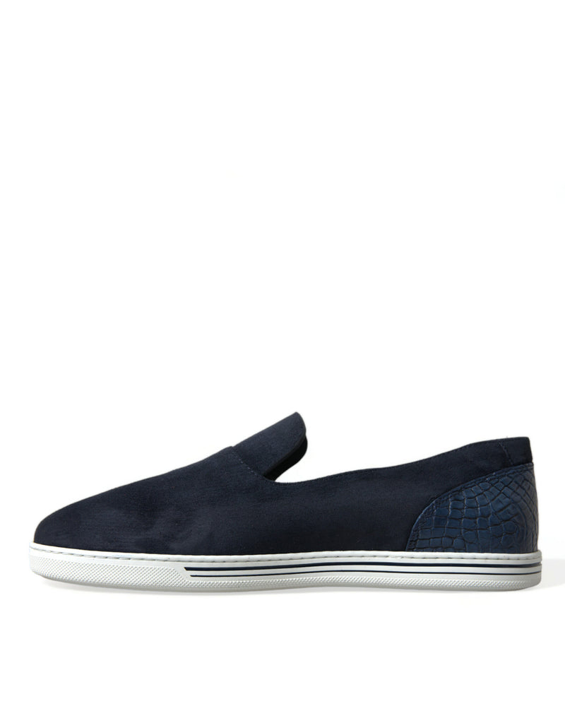 Dolce & Gabbana Blue Suede Caiman Loafers - Saint Tropez Shoes