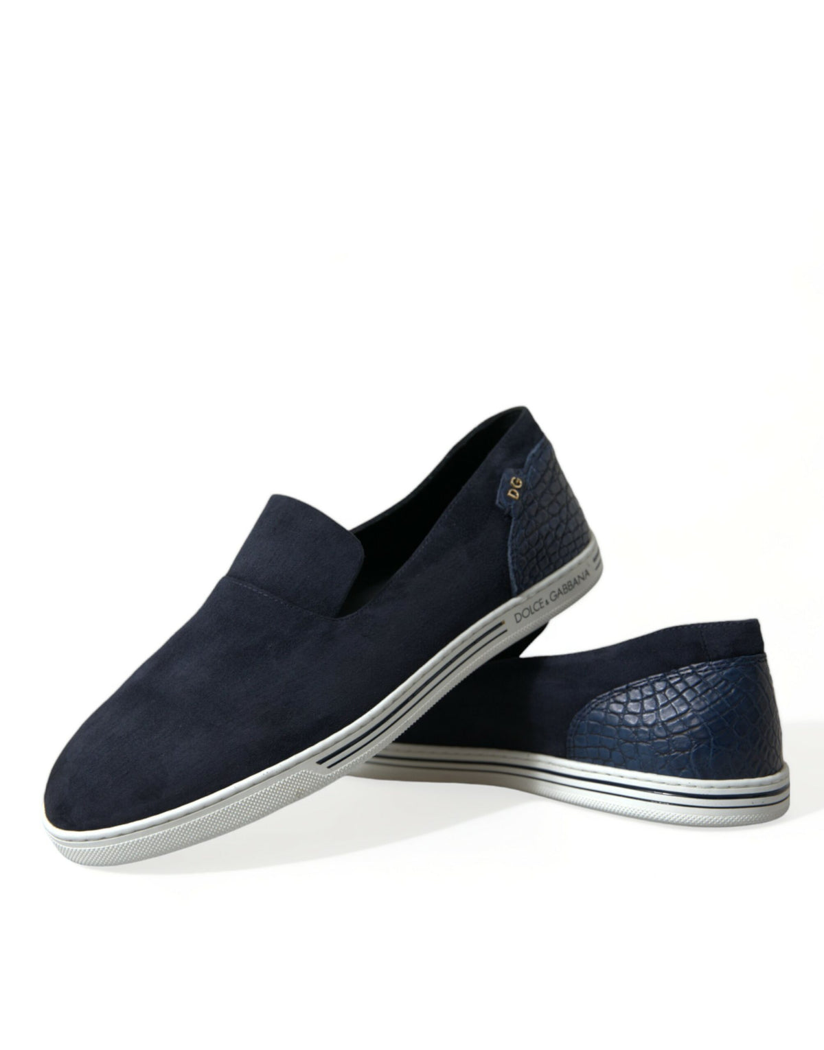 Dolce & Gabbana Blue Suede Caiman Loafers - Saint Tropez Shoes