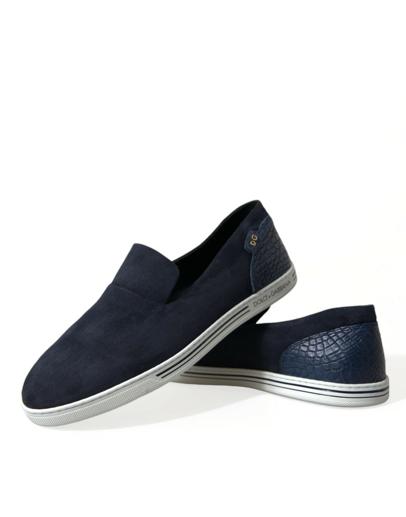 Dolce & Gabbana Blue Suede Caiman Loafers - Saint Tropez Shoes