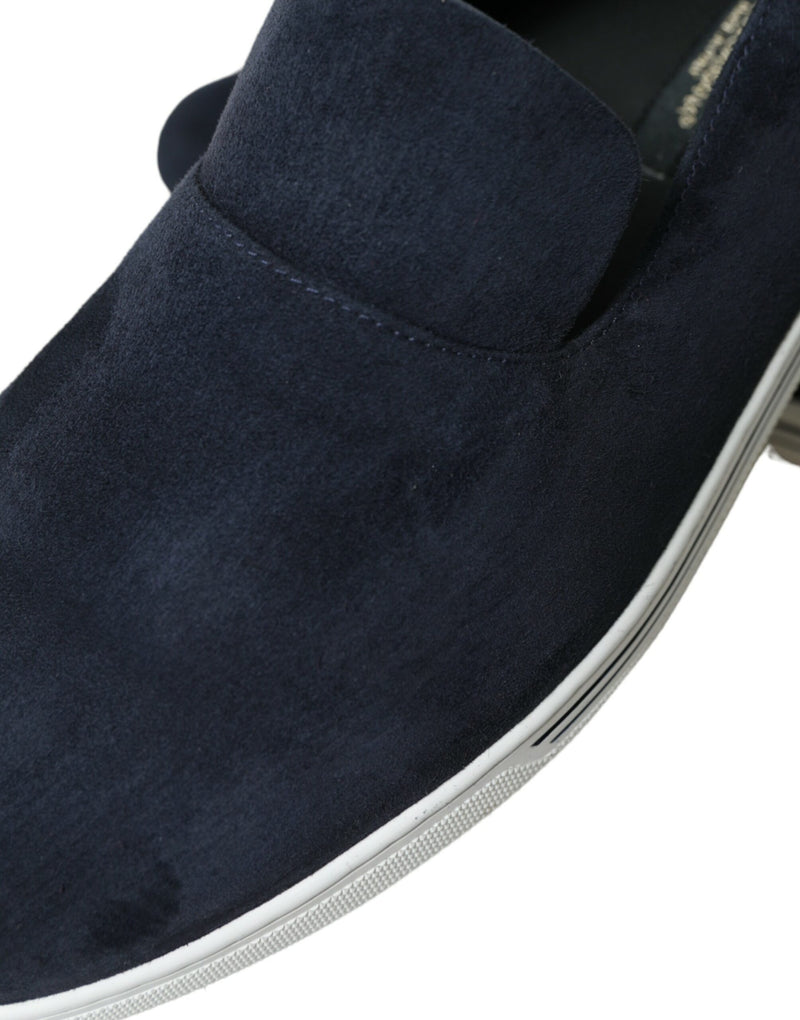 Dolce & Gabbana Blue Suede Caiman Loafers - Saint Tropez Shoes