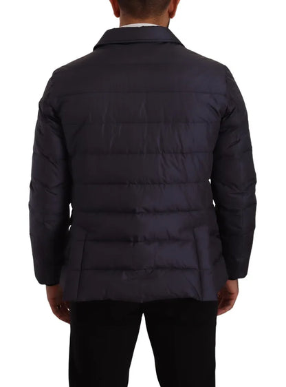 Dolce & Gabbana Blouson en laine de chèvre et soie bleue, manteau d'hiver