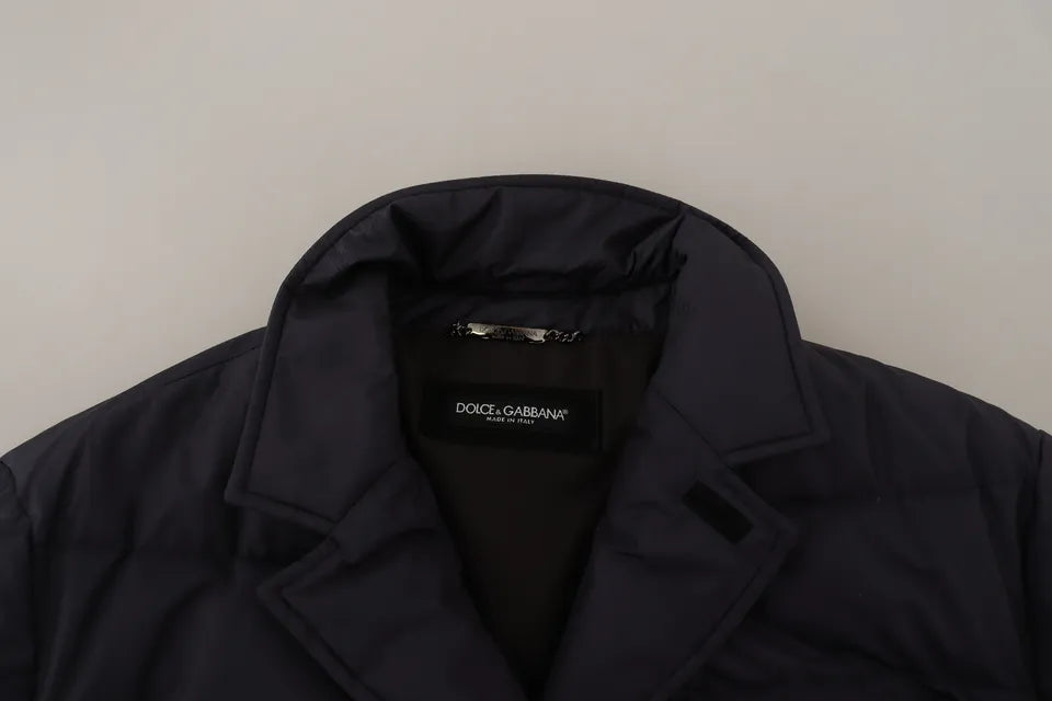 Dolce & Gabbana Blouson en laine de chèvre et soie bleue, manteau d'hiver