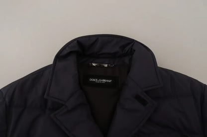 Dolce & Gabbana Blouson en laine de chèvre et soie bleue, manteau d'hiver