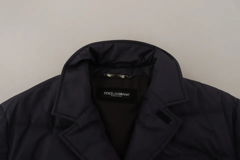 Dolce & Gabbana Blauwe Zijden Geitenwollen Blouson Winterjas