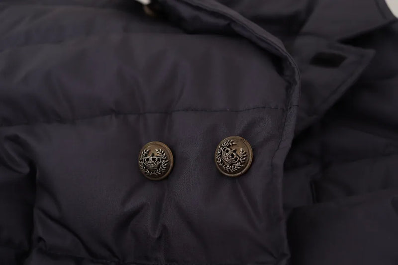 Dolce & Gabbana Blauwe Zijden Geitenwollen Blouson Winterjas