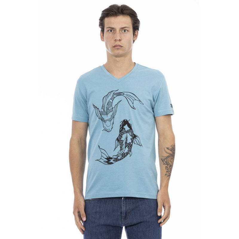 T-shirt homme en coton bleu clair Trussardi Action