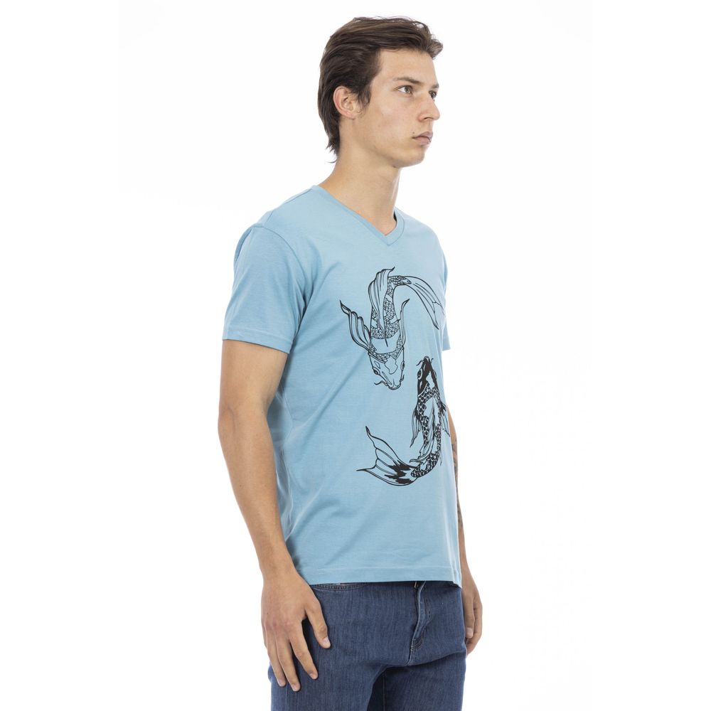 T-shirt homme en coton bleu clair Trussardi Action