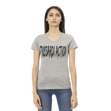 Trussardi Action Gray Cotton Women V-Neck Tee