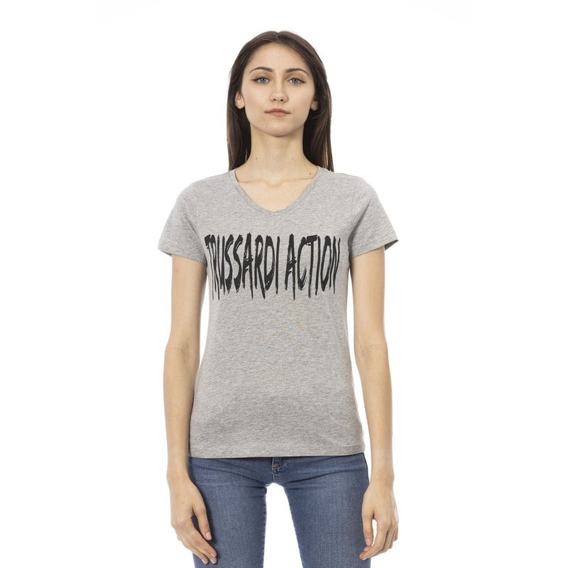 Trussardi Action T-shirt Femme V-Neck en Coton Gris