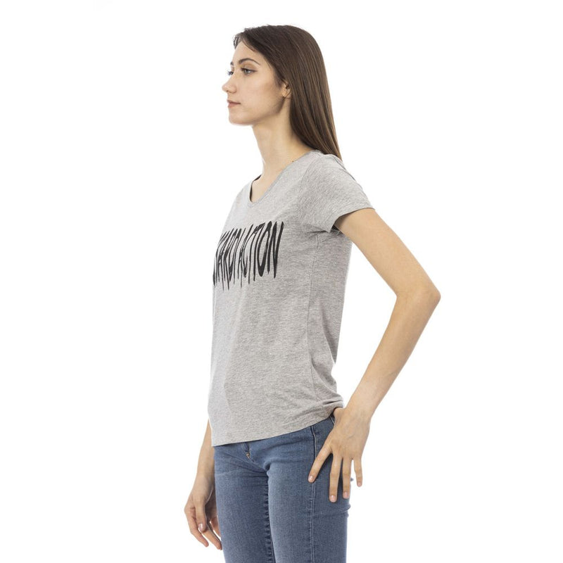 Trussardi Action T-shirt Femme V-Neck en Coton Gris