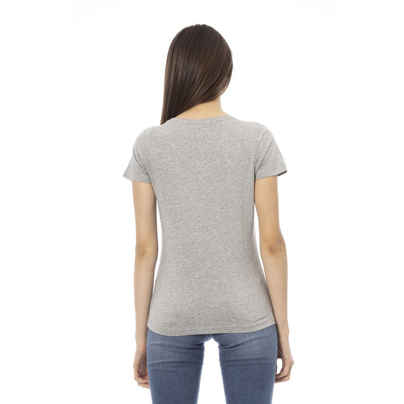 Trussardi Action T-shirt Femme V-Neck en Coton Gris