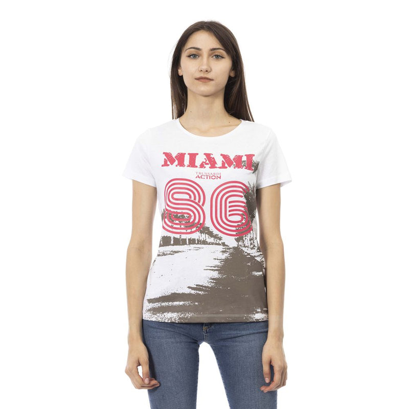 Trussardi Action T-Shirt Femme en Coton Blanc - Chic et Confortable