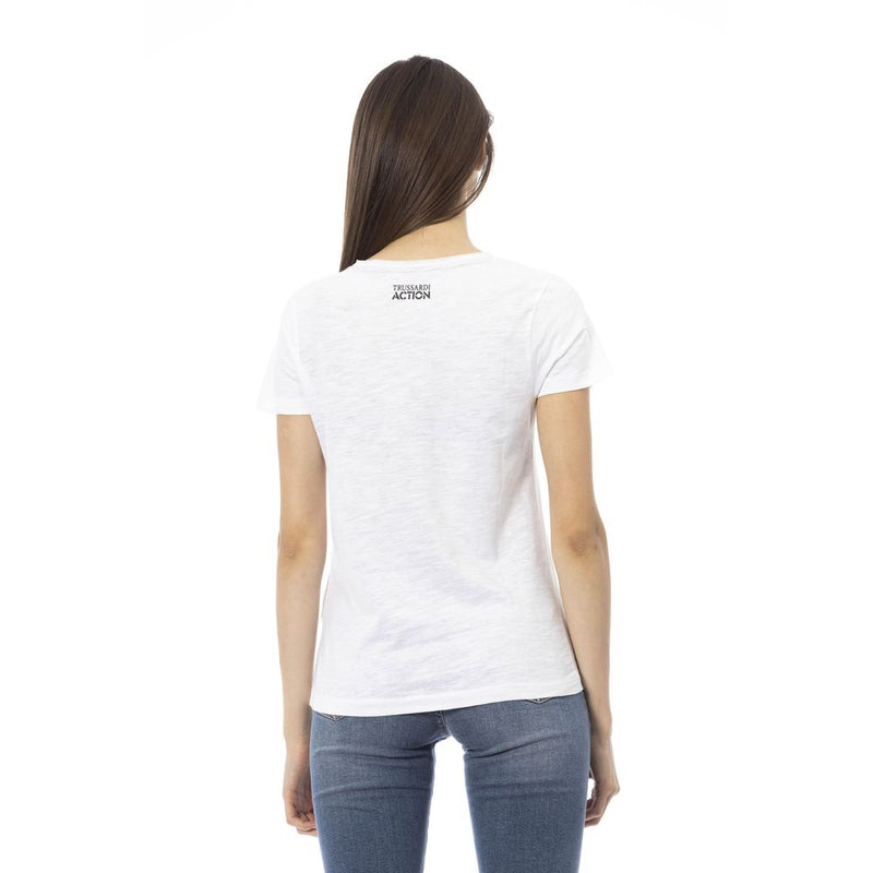 Trussardi Action T-Shirt Femme Blanc en Coton - Élégant & Confortable