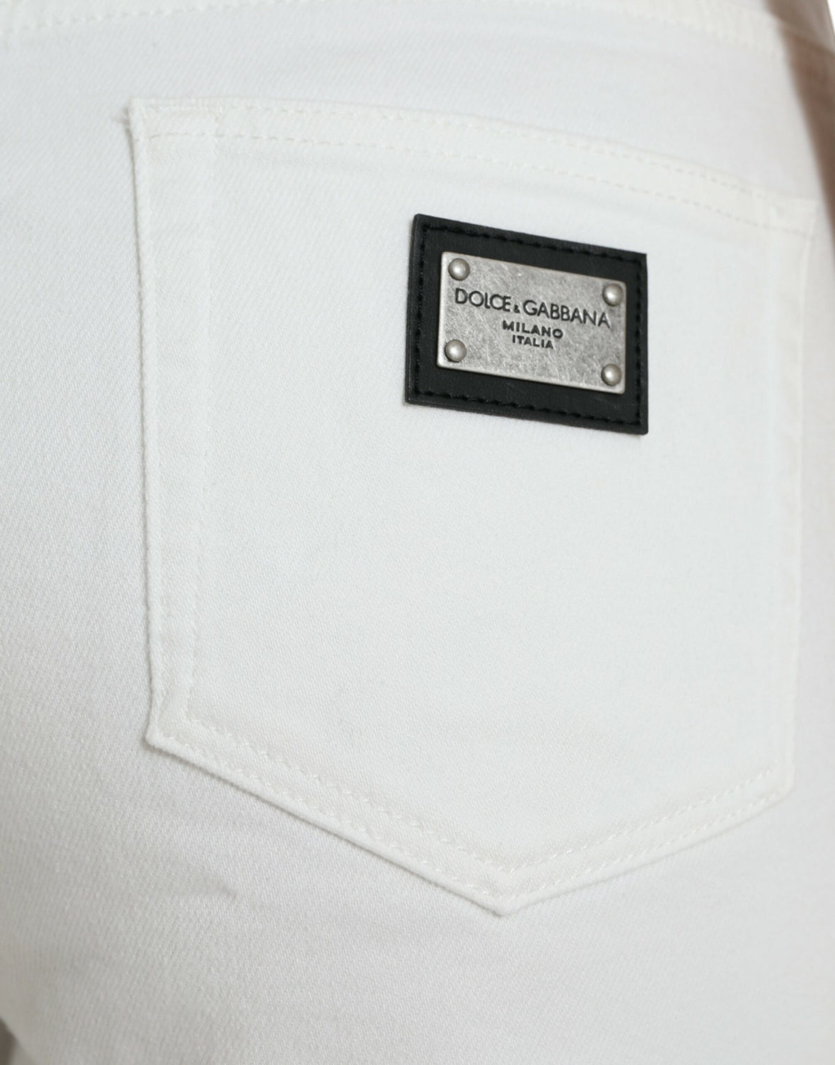 Dolce & Gabbana Jeans en Denim Blanc Cropped Wide Leg