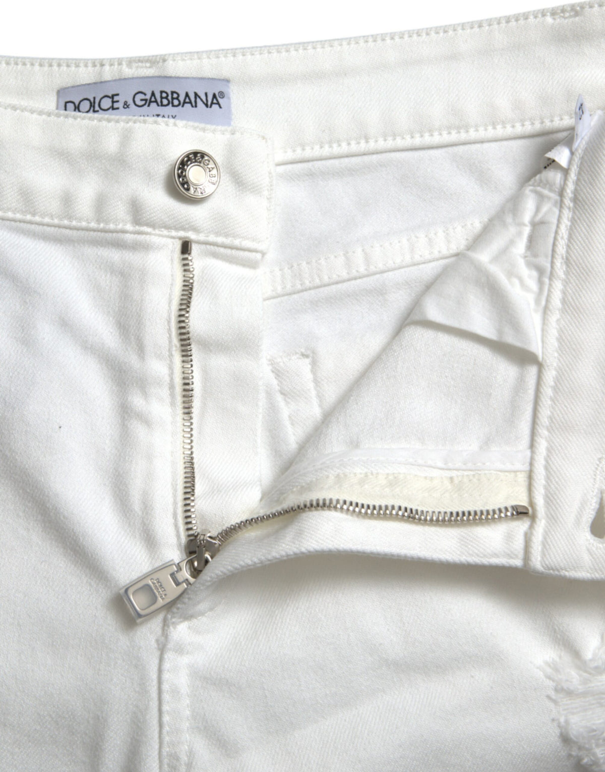 Dolce & Gabbana Jeans en Denim Blanc Cropped Wide Leg