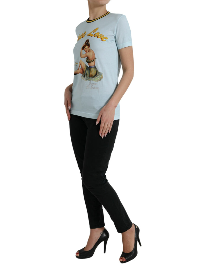 T-shirt Dolce & Gabbana Light Blue en Coton Free Love