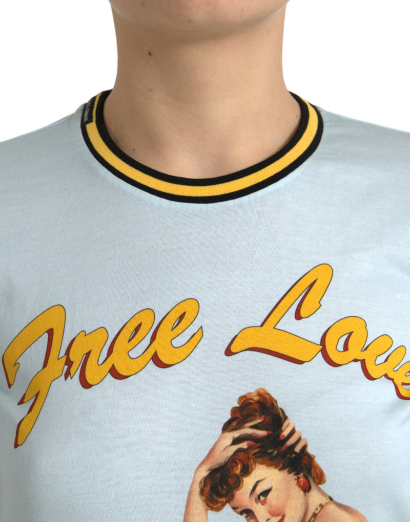 T-shirt Dolce & Gabbana Light Blue en Coton Free Love
