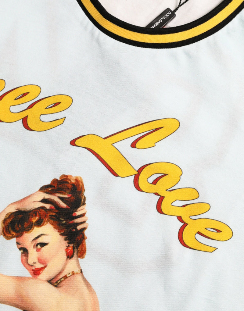 T-shirt Dolce & Gabbana Light Blue en Coton Free Love