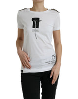 Dolce & Gabbana T-shirt en coton blanc avec imprimé roses noires