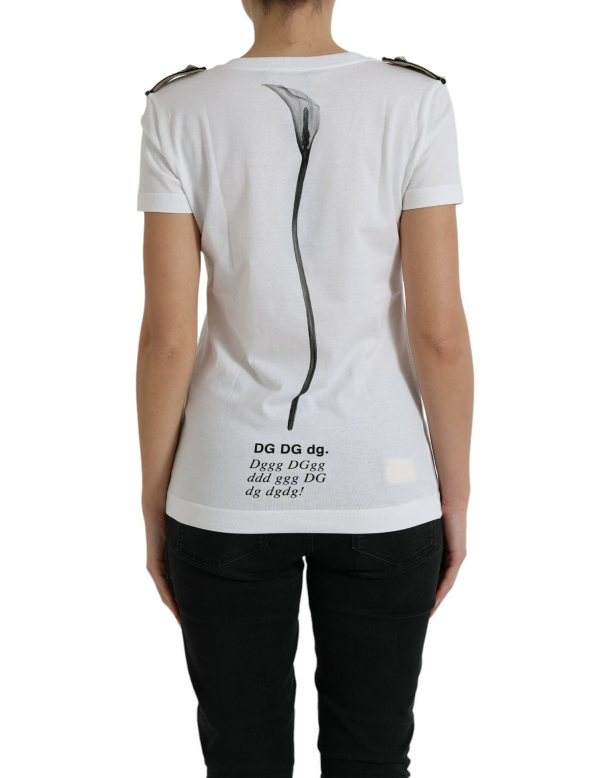 Dolce & Gabbana T-shirt en coton blanc avec imprimé roses noires