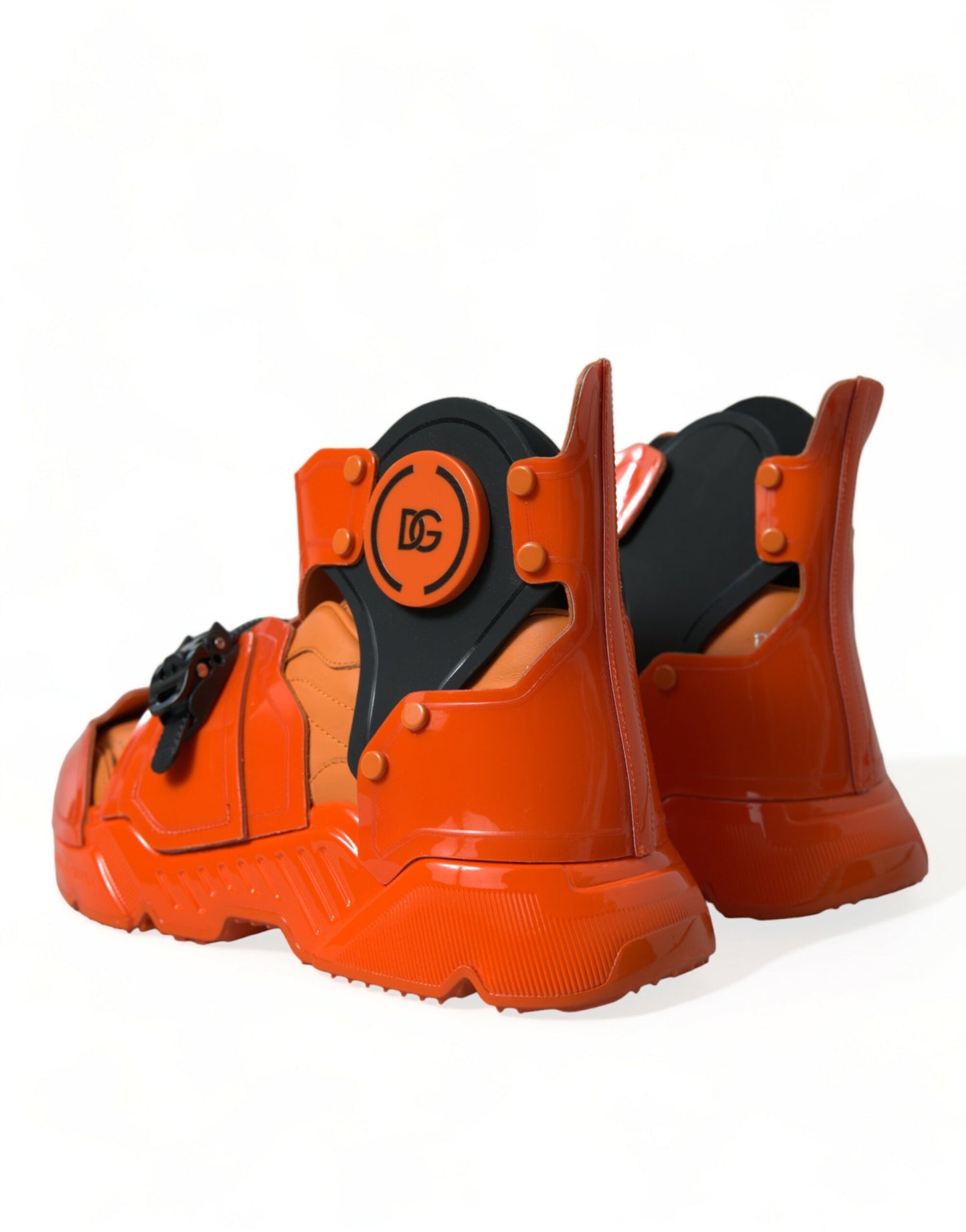 Sneakers montantes à plateforme orange à panneaux multiples Dolce & Gabbana