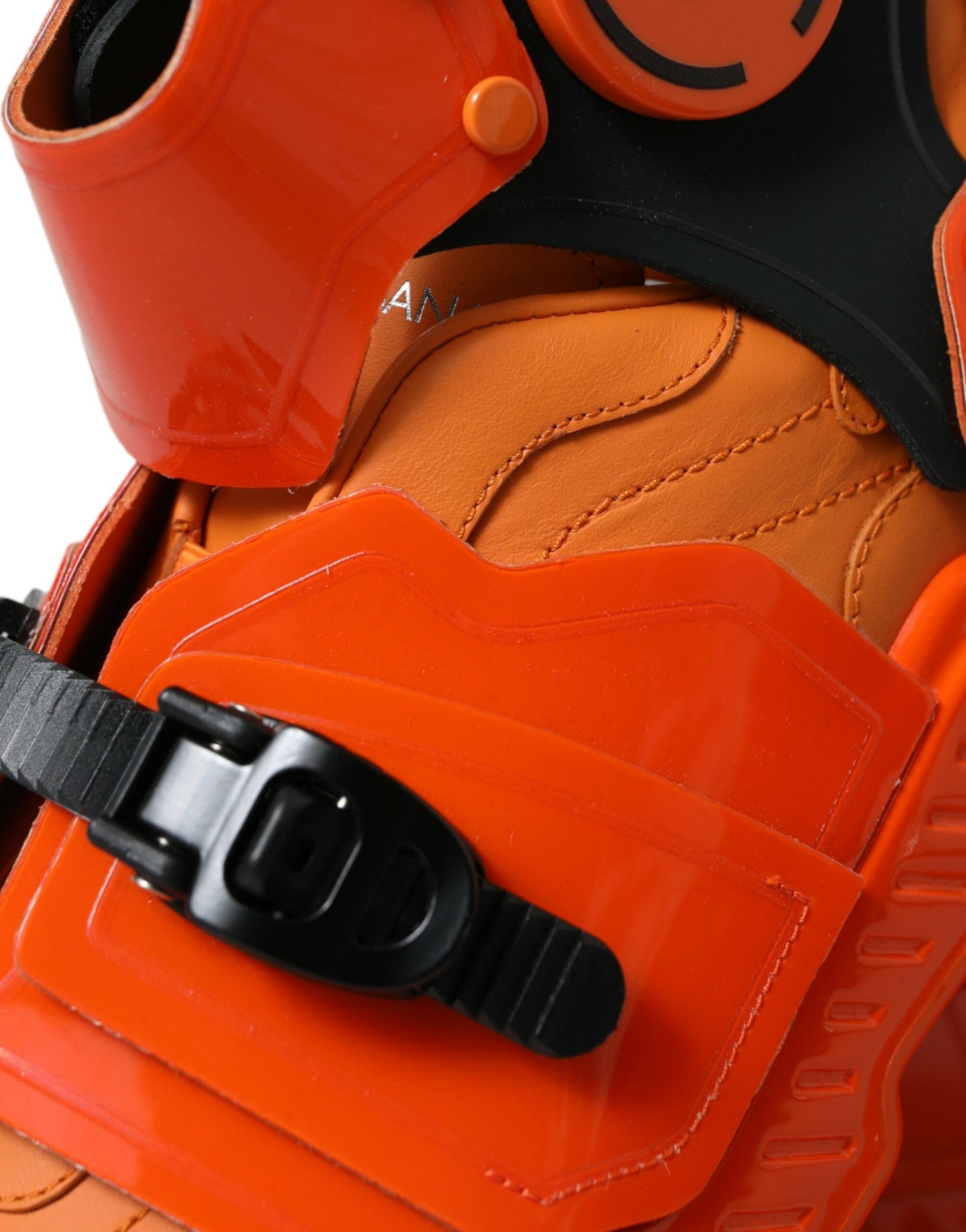 Sneakers montantes à plateforme orange à panneaux multiples Dolce & Gabbana