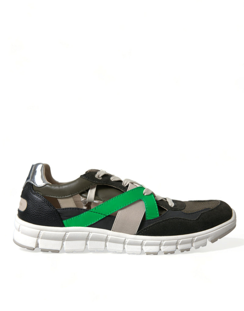 Dolce & Gabbana Multicolor Leather Suede Low Top Sneakers