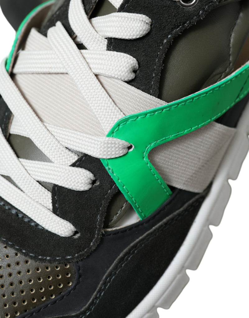 Dolce & Gabbana Multicolor Leather Suede Low Top Sneakers