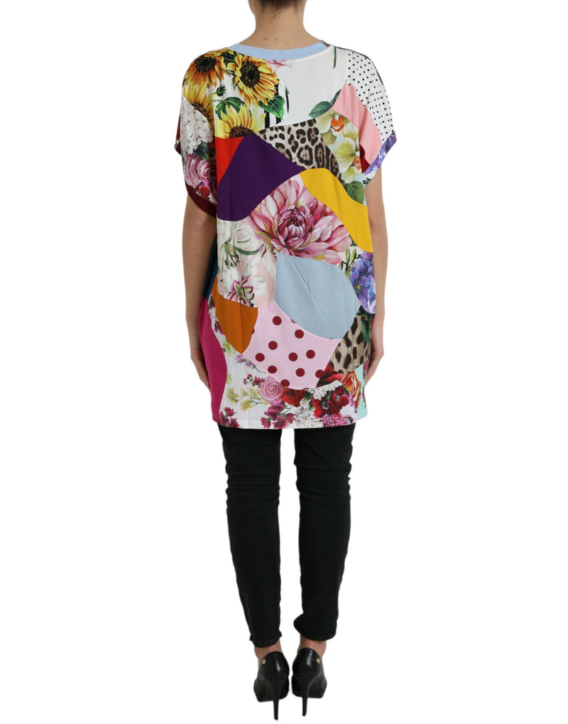 Dolce & Gabbana Multicolor Patchwork Cotton Silk Blouse Top