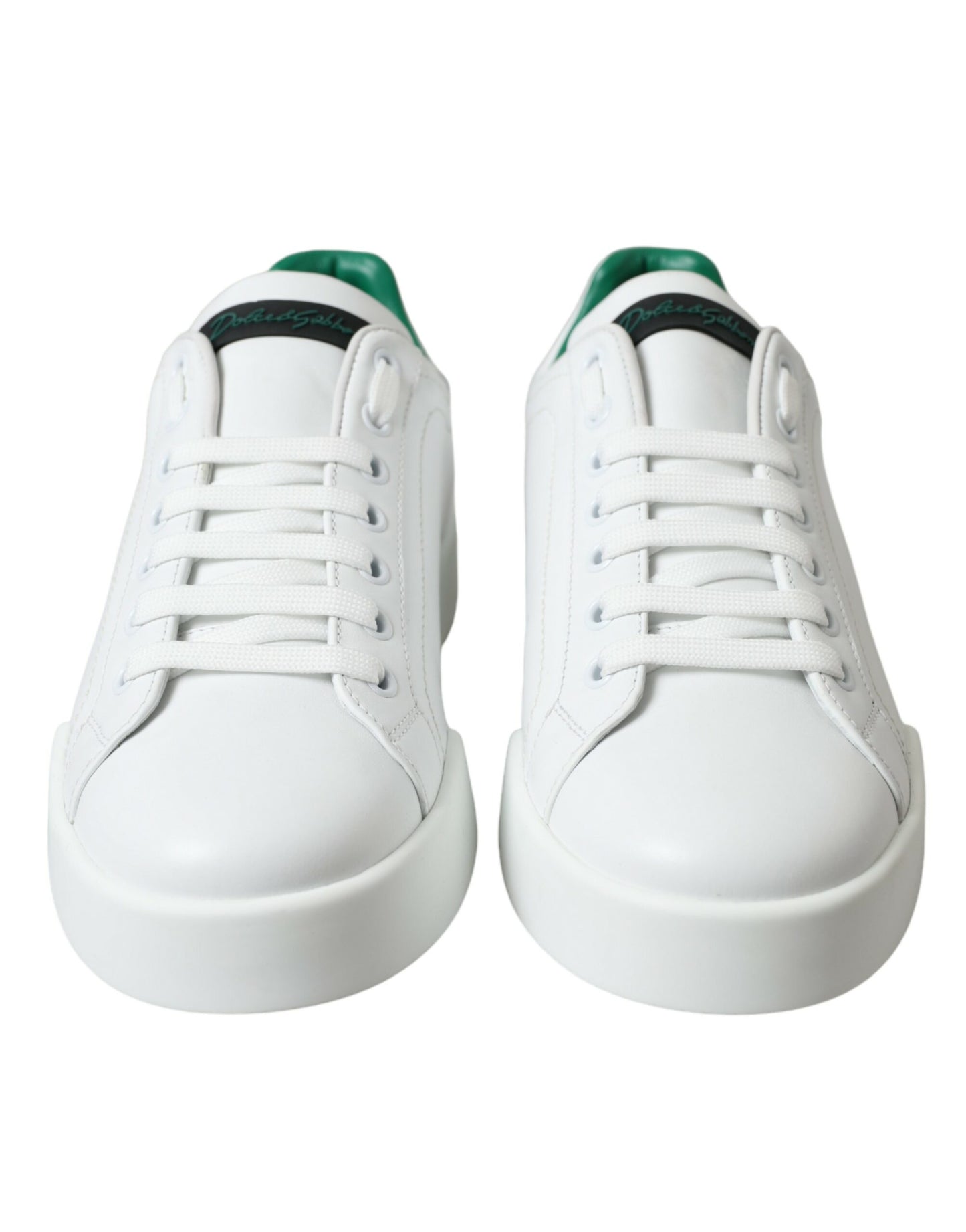Dolce & Gabbana Portofino Sneakers van wit en groen leer