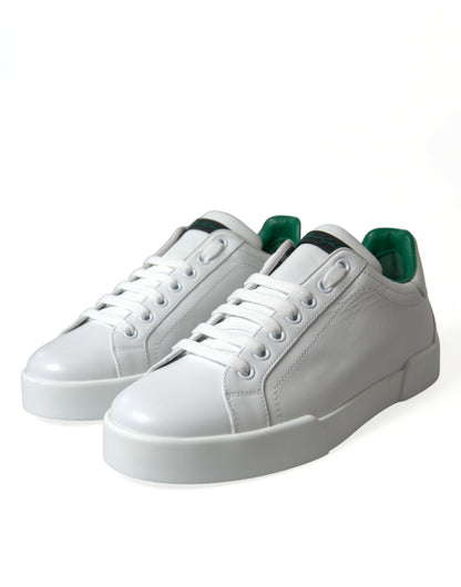 Dolce & Gabbana Portofino Sneakers van wit en groen leer