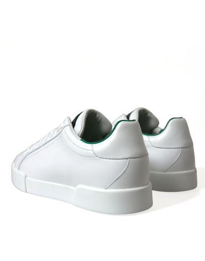 Dolce & Gabbana Portofino Sneakers van wit en groen leer