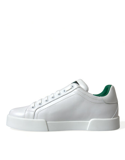 Dolce & Gabbana Portofino Sneakers van wit en groen leer