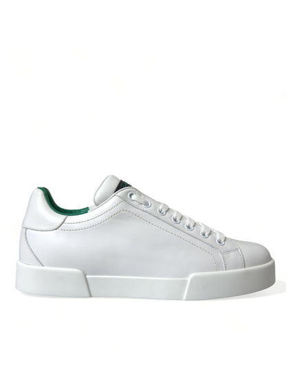 Dolce & Gabbana Portofino Sneakers van wit en groen leer