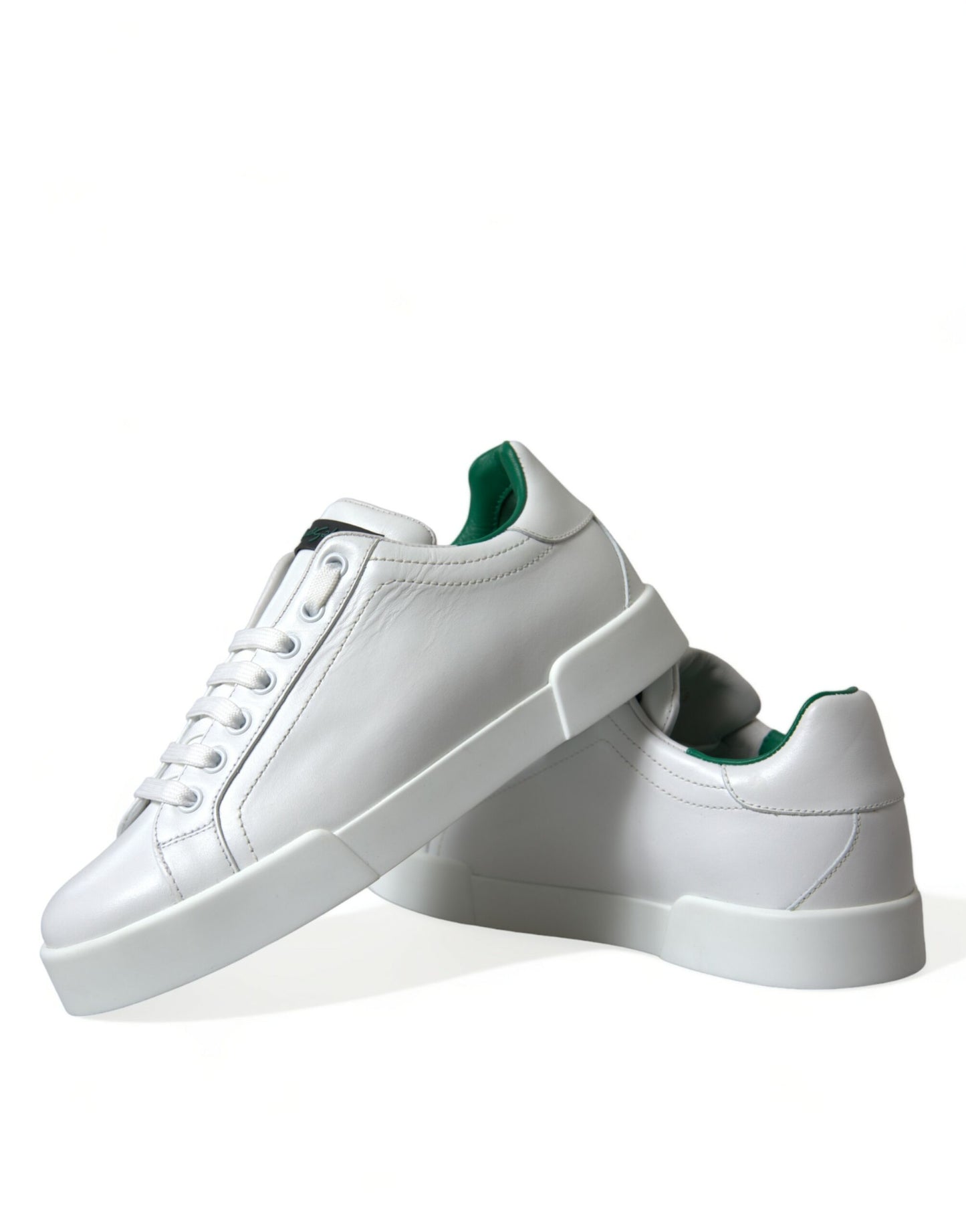 Dolce & Gabbana Portofino Sneakers van wit en groen leer