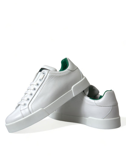 Dolce & Gabbana Portofino Sneakers van wit en groen leer