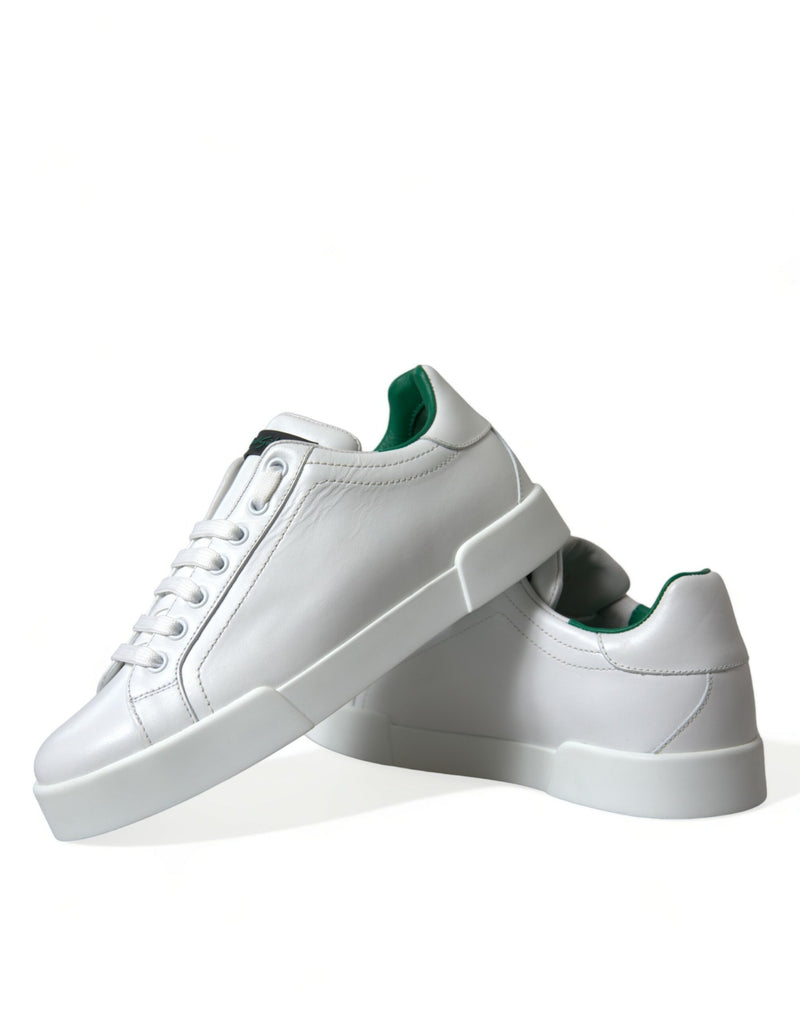 Dolce & Gabbana White Green Leather Portofino Sneakers