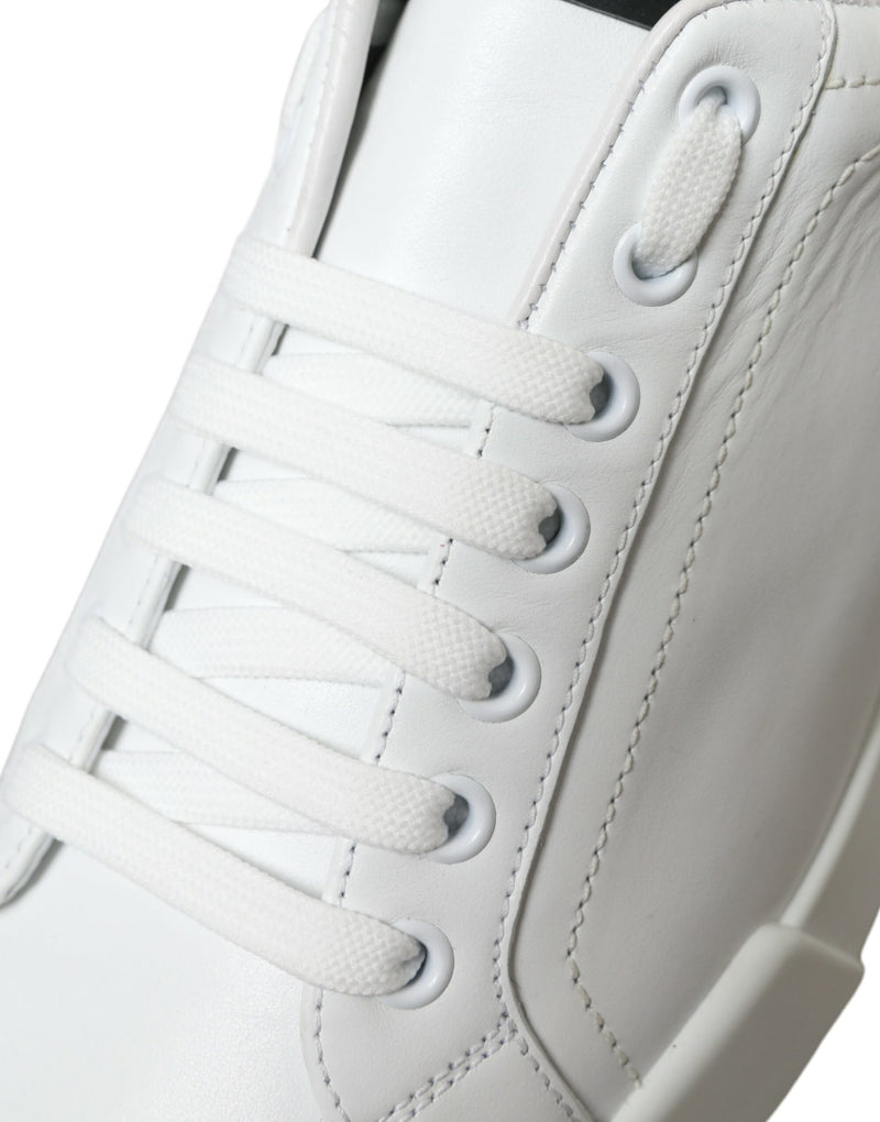 Dolce & Gabbana White Green Leather Portofino Sneakers