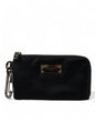 Dolce & Gabbana zwarte nylon logo plaque sleutelhanger clutch tas
