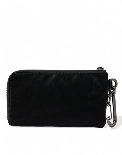 Dolce & Gabbana zwarte nylon logo plaque sleutelhanger clutch tas
