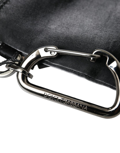 Dolce & Gabbana zwarte nylon logo plaque sleutelhanger clutch tas