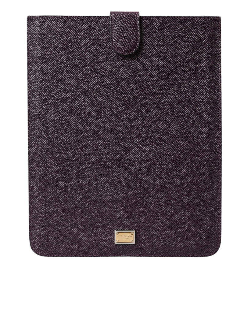 Dolce & Gabbana Dark Brown Leather Logo Plaque Tablet Case