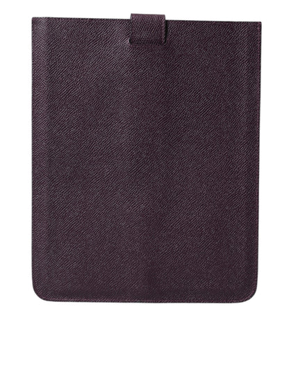 Étui pour tablette Dolce & Gabbana en cuir marron foncé avec plaque logo