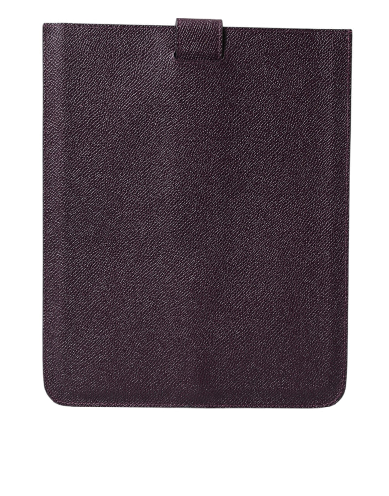 Dolce & Gabbana Dark Brown Leather Logo Plaque Tablet Case