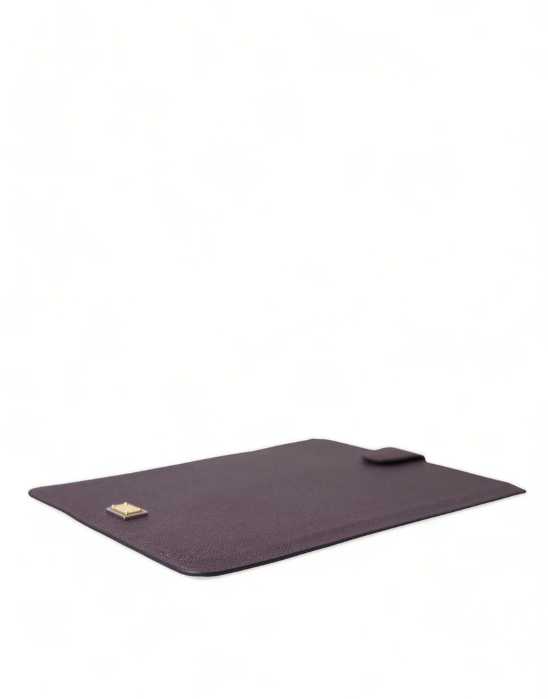 Dolce & Gabbana Dark Brown Leather Logo Plaque Tablet Case