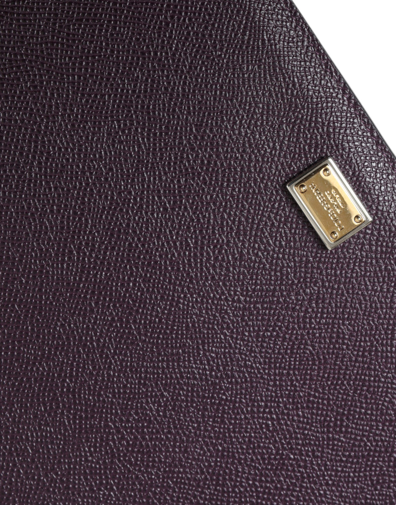 Dolce & Gabbana Dark Brown Leather Logo Plaque Tablet Case